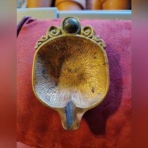 Vintage brass ashtray with stone made in Israel